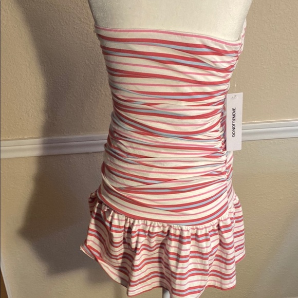 Princess Polly Strapless Dress in Pink and White Stripes - Picture 6 of 10